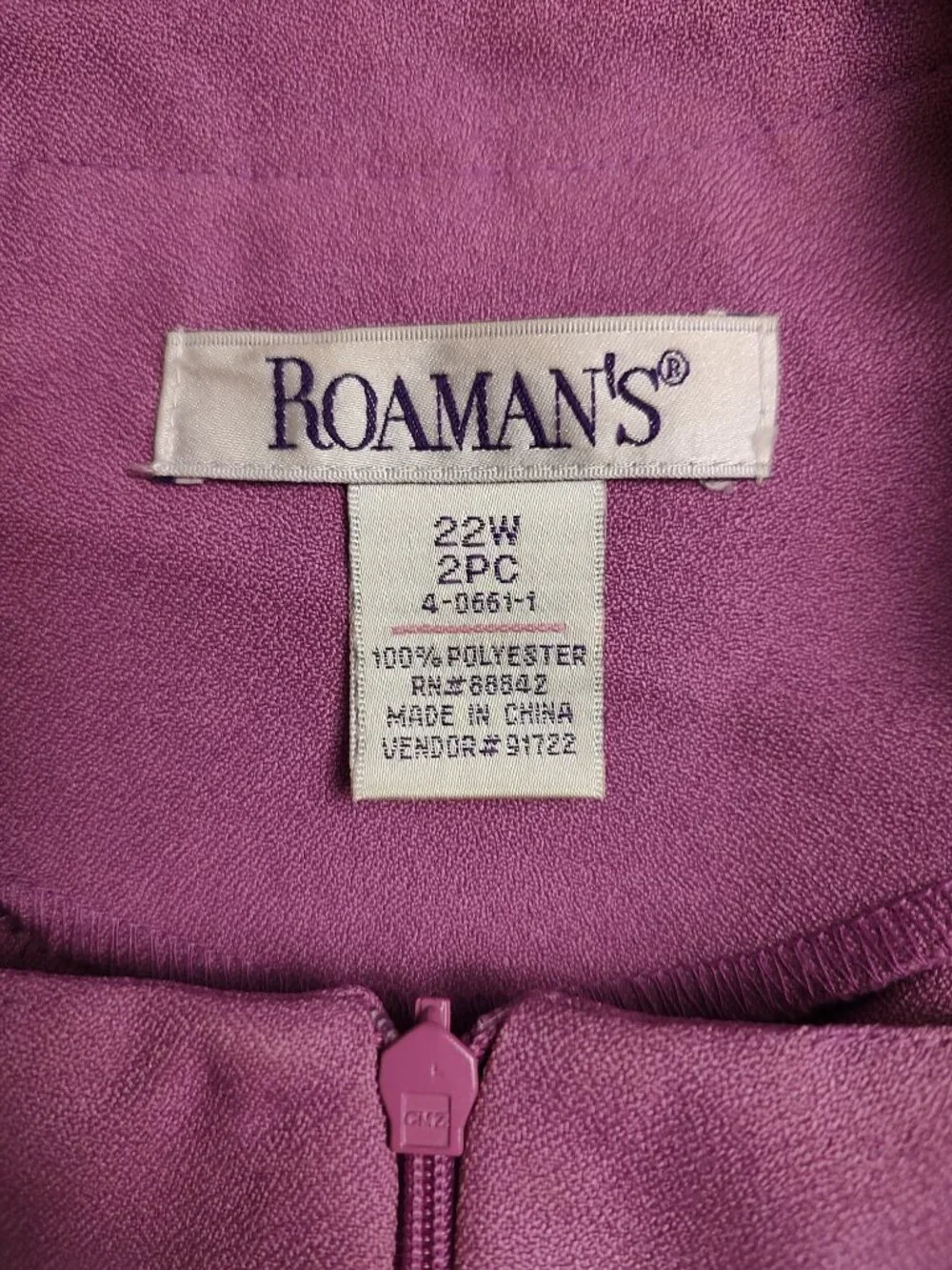 Roaman’s 2 Piece Dress & Jacket Set Purple 18W/22W Plus Size Ruffle Trim
